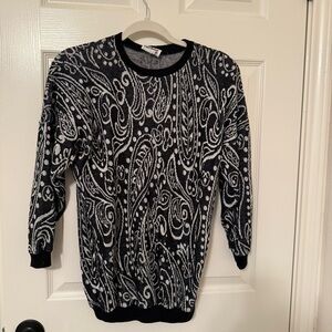 Enchanted Black White Paisley Sweater classic chic holiday winter grandpa core